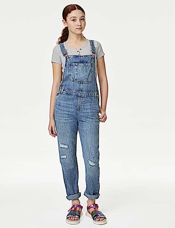Denim Ripped Dungarees (6-16 Yrs)