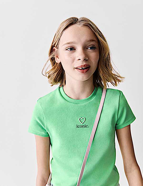 Cotton Rich Fitted Slogan T-Shirt (2-16 Yrs)