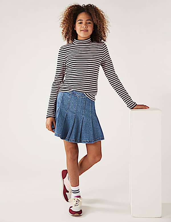 Denim Pleated Skirt (6-16 Yrs)