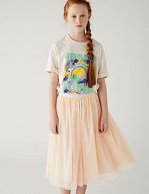 Midi Tulle Glitter Skirt