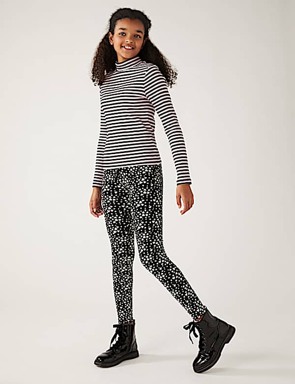 Cotton Rich Heart Print Leggings