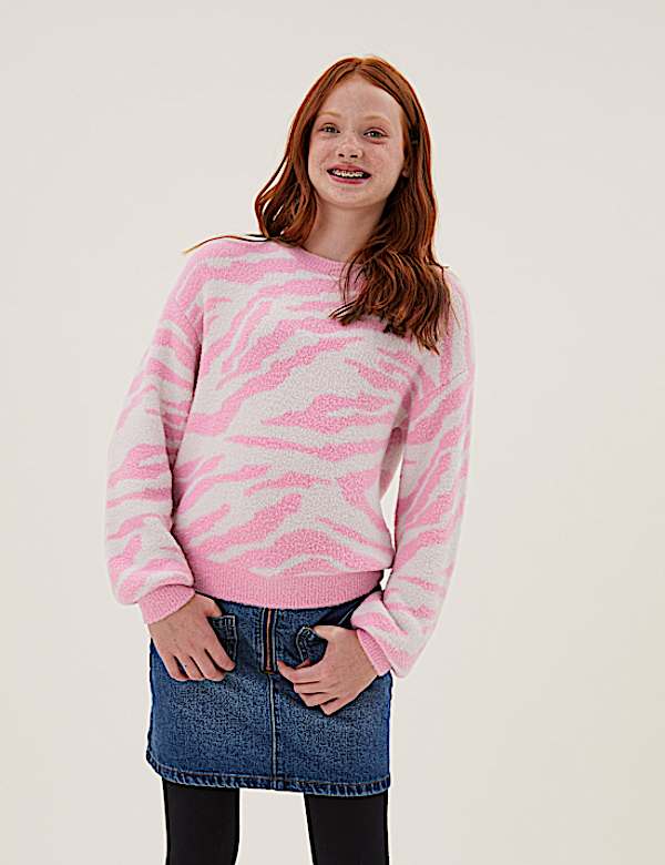 Zebra Print Knitted Jumper (6-16 Yrs)