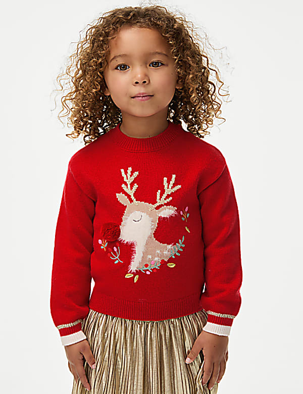 Reindeer Girls Christmas Jumper Age Tu Girls Christmas Jumper Online