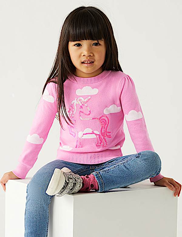 Pure Cotton Sequin Unicorn Jumper