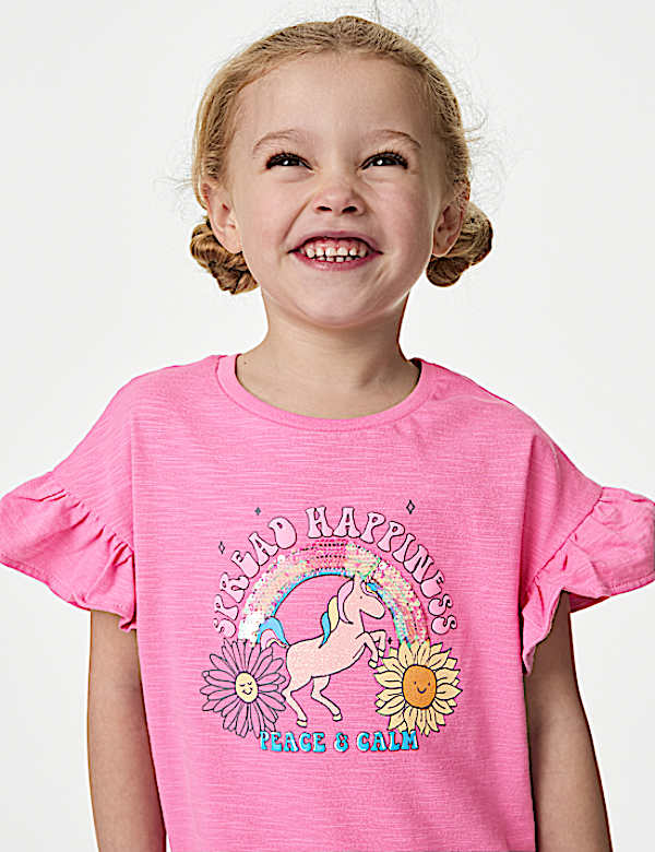 Pure Cotton Sequin T-shirt (2-8 Yrs)