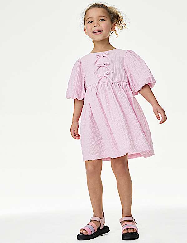 Pure Cotton Bow Dress (2-8 Yrs)