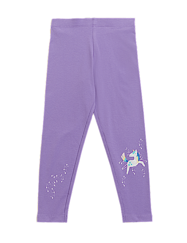 Cotton Rich Unicorn Print Leggings (2-7 Yrs)