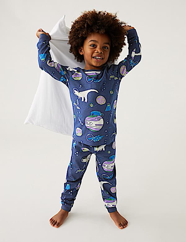 Pure Cotton Glow in the Dark Dinosaur Pyjamas (1-8 Yrs)