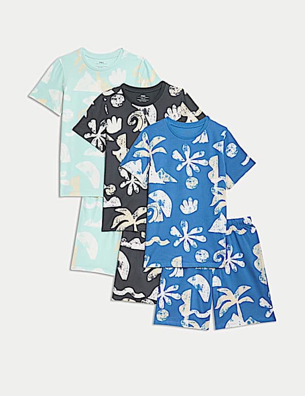 3pk Pure Cotton Printed Short Pyjama Sets (1-16 Yrs)