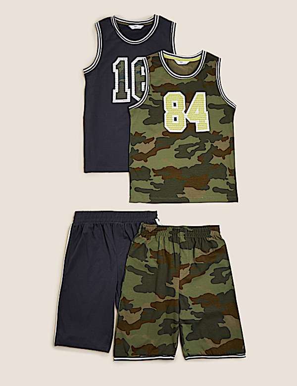 2pk Pure Cotton Basketball Pyjama Sets (6-16 Yrs)