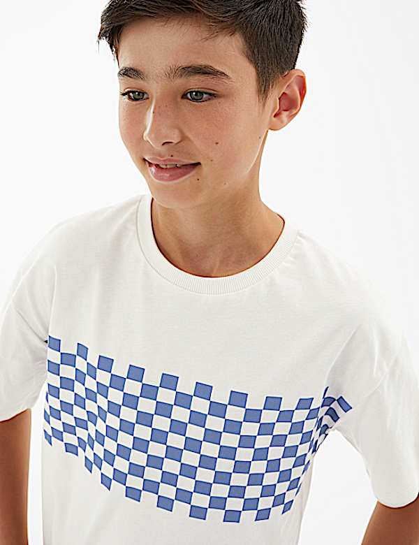 Pure Cotton Checkerboard T-Shirt (6-16 Yrs)