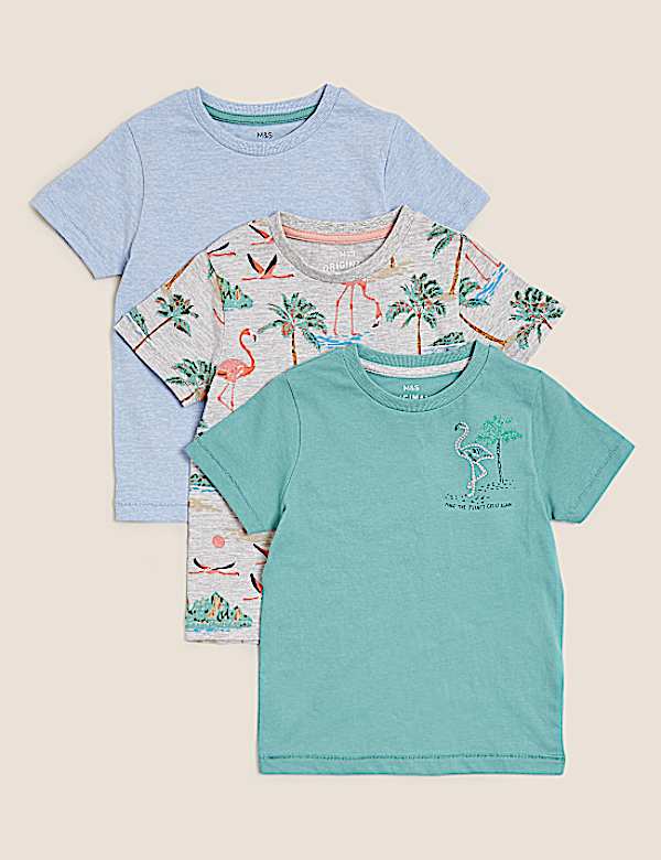 3pk Cotton Tropical T-Shirts (2-7 Yrs)