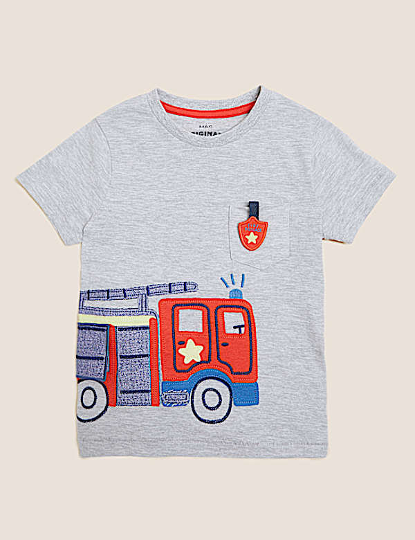 Cotton Rich Fire Truck T-Shirt (2-7 Yrs)
