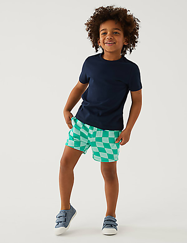 Cotton Rich Checkerboard Shorts