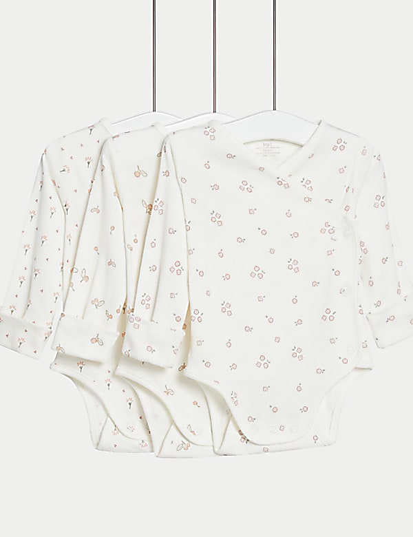 3pk Pure Cotton Floral Bodysuits (6½lbs-3 Yrs)