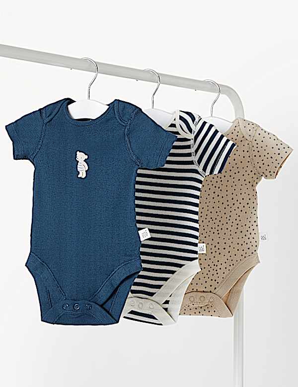 3pk Cotton Rich Printed Bodysuits (6 1/2 lbs-3 Yrs)