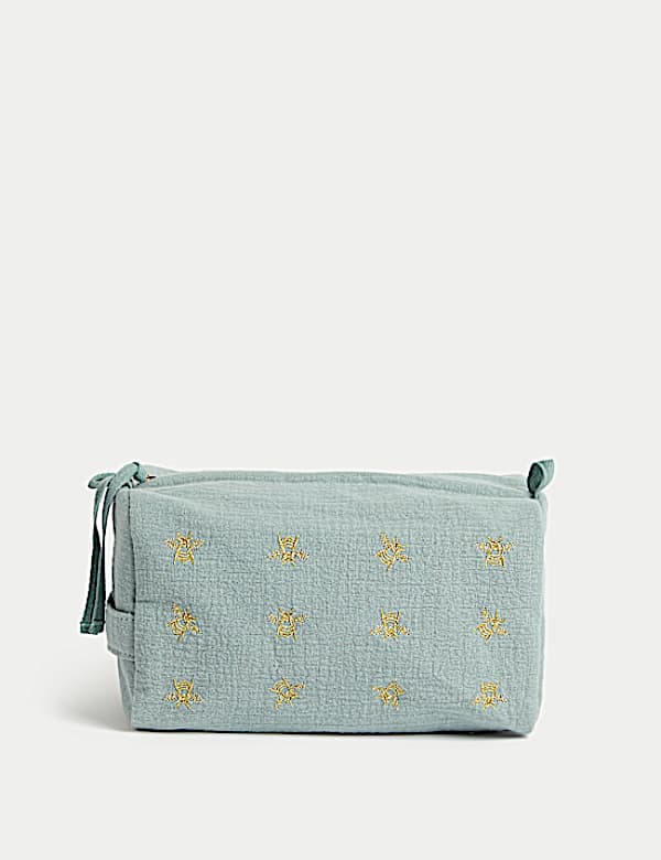 Bee Embroidered Cosmetic Bag