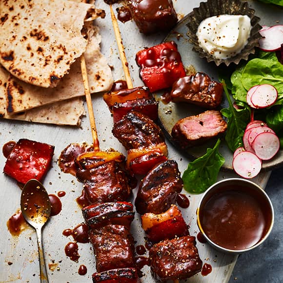 Collection British rump steak kebabs