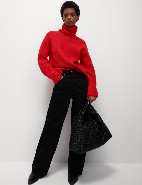 Ribbed Roll Neck Jumper M S Collection M S