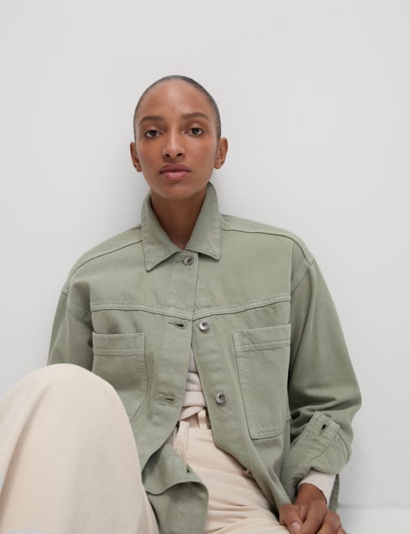 Pure Cotton Denim Relaxed Shacket