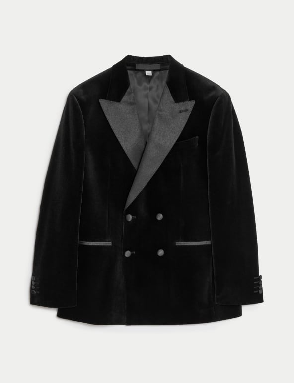 Velvet double breasted jacket discount