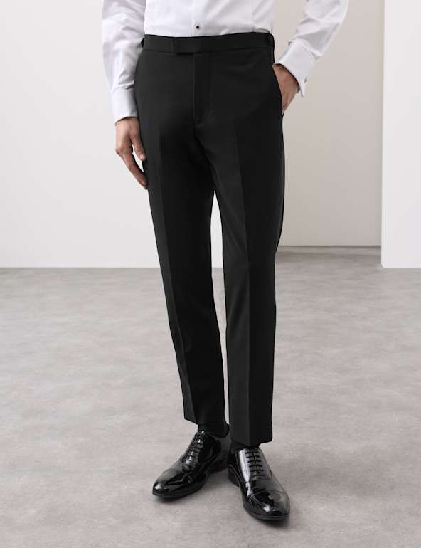 Tailored Fit Wool Blend Tuxedo Trousers Autograph M&S