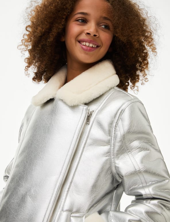 Metallic coat girls sales