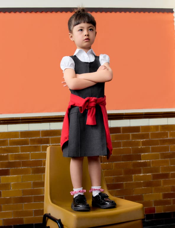 2pk Girls Pleated School Pinafores 2 12 Yrs M S Collection M S