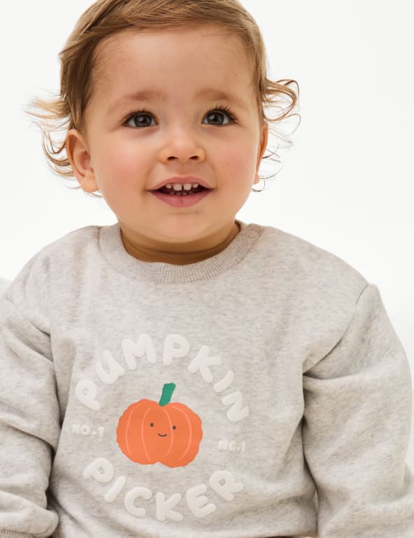 Cotton Rich Pumpkin Picker Halloween Sweatshirt 0 3 Yrs M S Collection M S