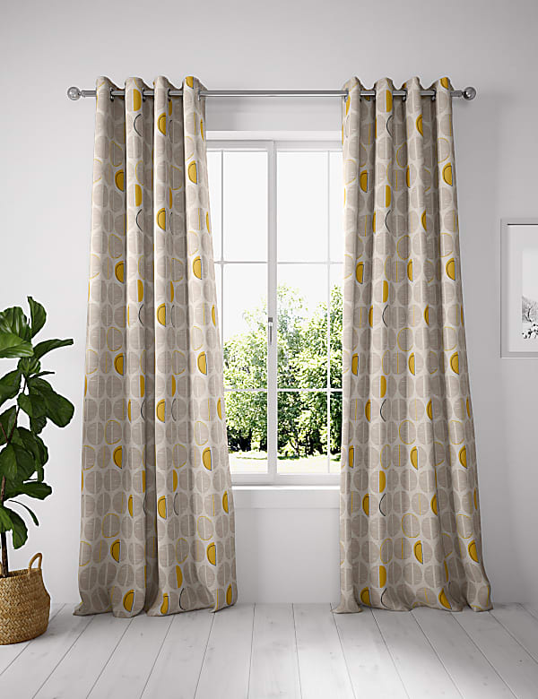 Cotton Blend Layla Circles Eyelet Curtains - HU