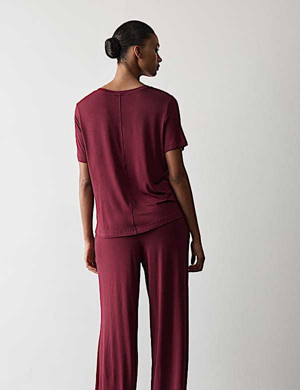 Modal Rich Short Sleeve Pyjama Top & Bottom Set - AT