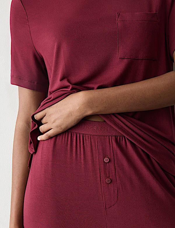 Modal Rich Short Sleeve Pyjama Top & Bottom Set - AT