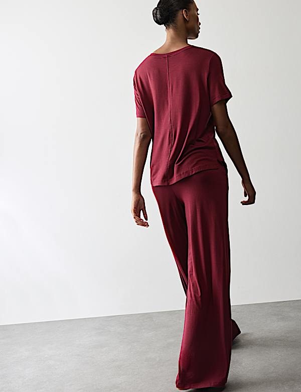 Modal Rich Short Sleeve Pyjama Top & Bottom Set - AT