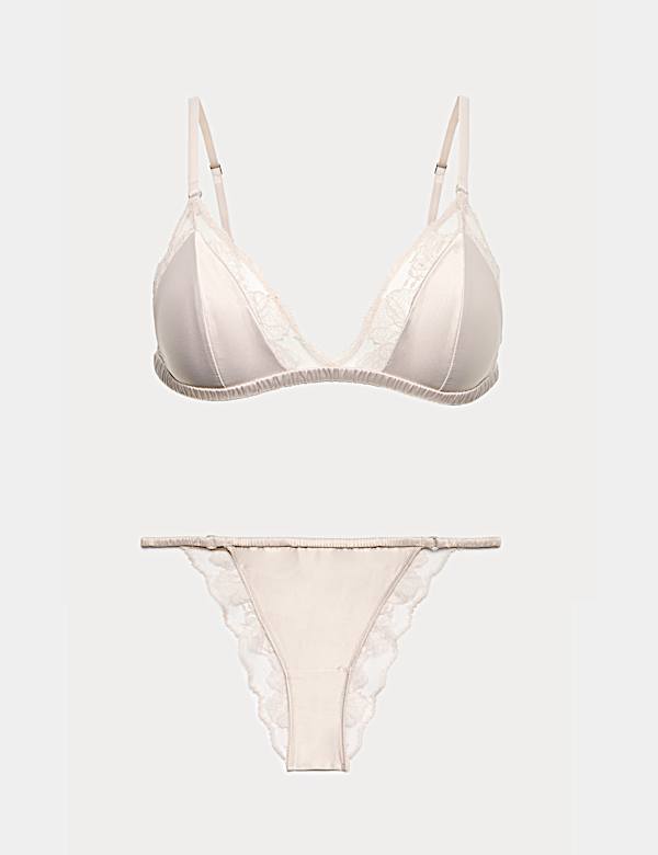 Savannah Satin & Lace Triangle Bralette Set - AU