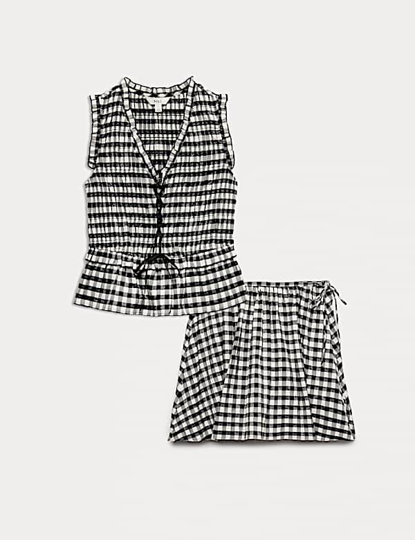 Gingham Top & Skirt Set - PT