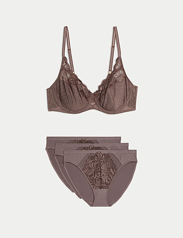 Amelia Lace Wired Full Cup Bra Set A-E - BG