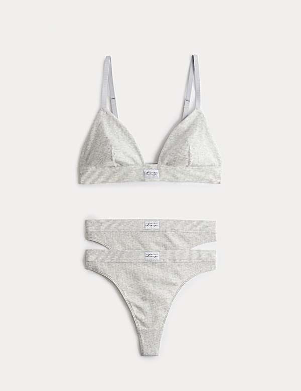 Juni Cotton Rib Non Wired Bralette Set A-E - LU