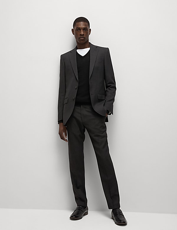 Slim Fit Pure Wool Textured Suit - EE