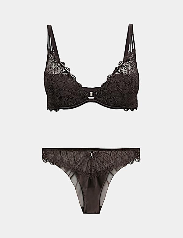 Milan Embroidered Padded Plunge Bra Set A-E - CN