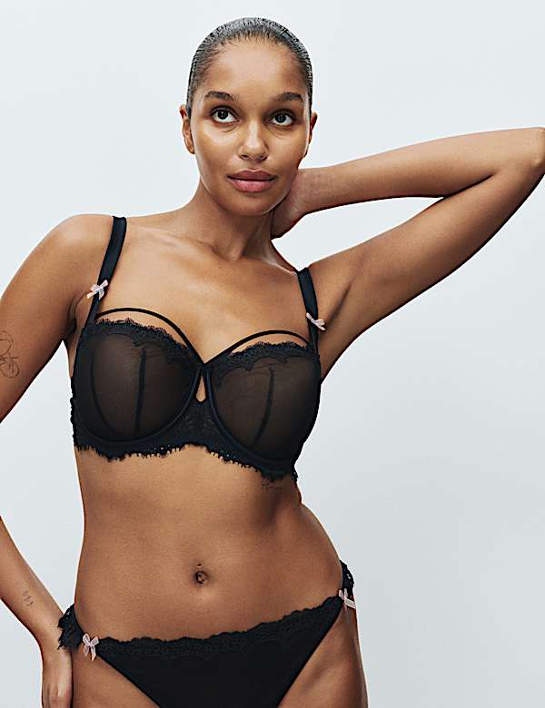Magda Embroidery Wired Balcony Bra Set F-H - AL