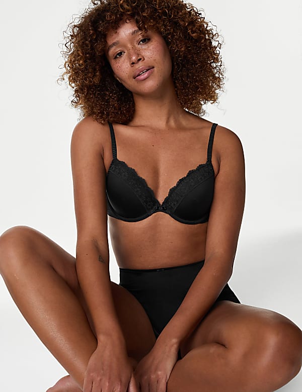 Soutien-gorge ampliforme plongeant à armatures orné de dentelle, bonnets A à F - FR