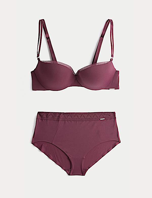 Boston Microfibre Wired Push Up Balcony Bra Set - SK