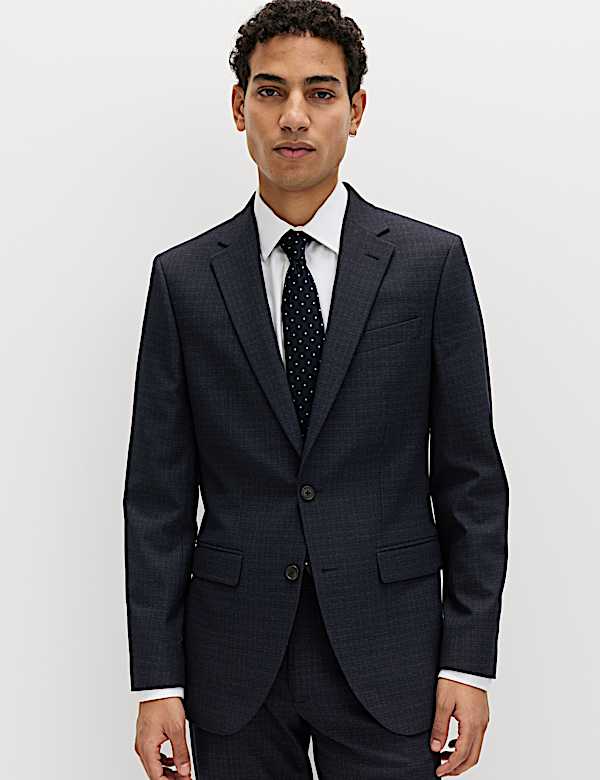 3 Piece Slim Fit Textured Stretch Suit - CH