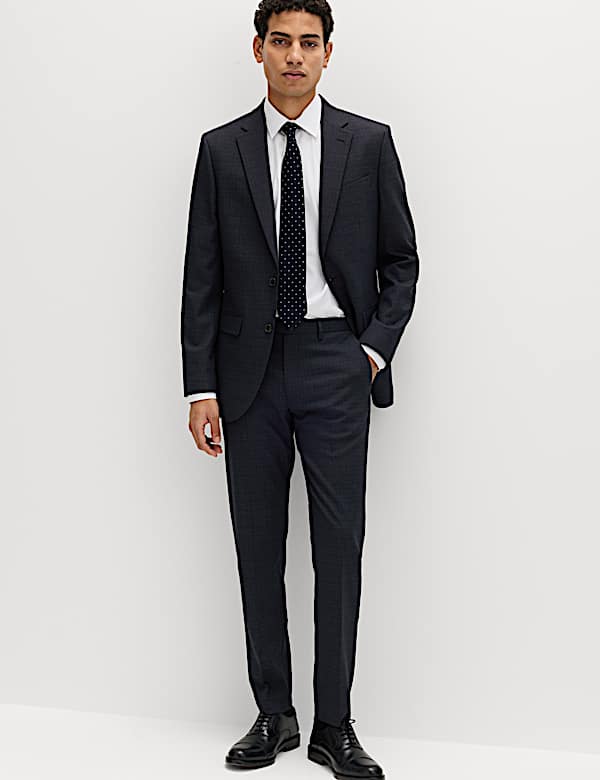 3 Piece Slim Fit Textured Stretch Suit - CH