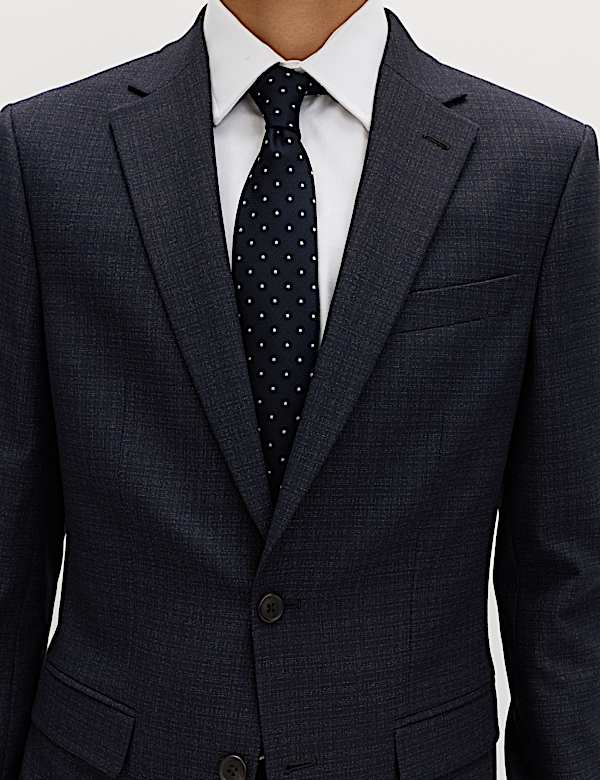 3 Piece Slim Fit Textured Stretch Suit - CH
