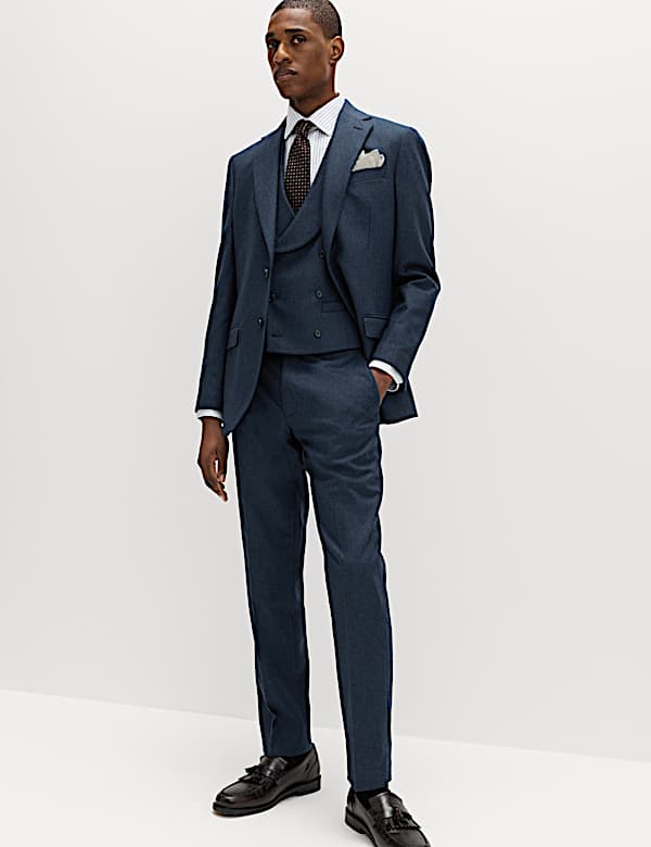 2 Piece Tailored Fit Italian Wool Rich Tweed Suit - RS