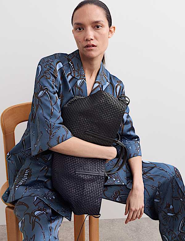 Printed Short Sleeve Longline Blazer & Trouser Set - BE