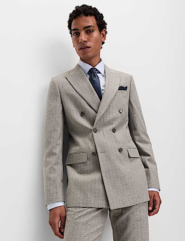 Slim Fit Pinstripe Double Breasted Suit - NO