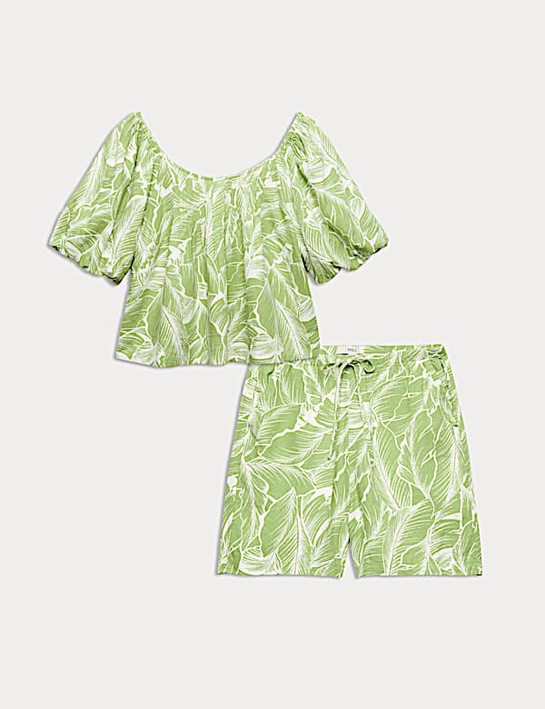 Linen Rich Top & Shorts Set - ID