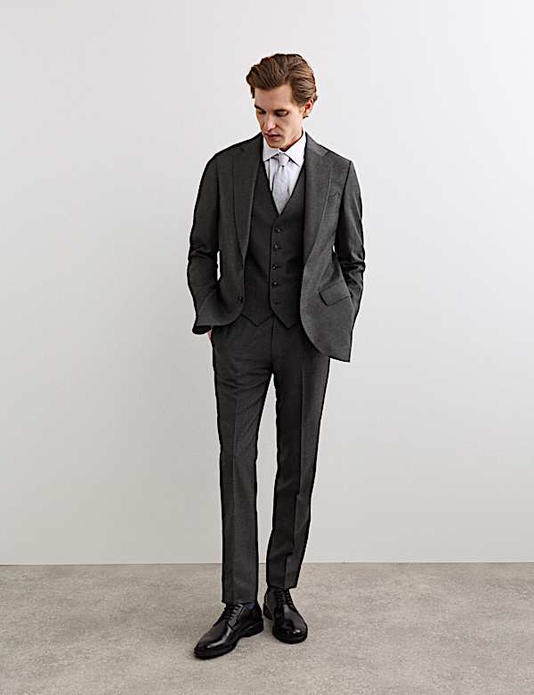 3 Piece Tailored Fit Pure Wool Suit - GR